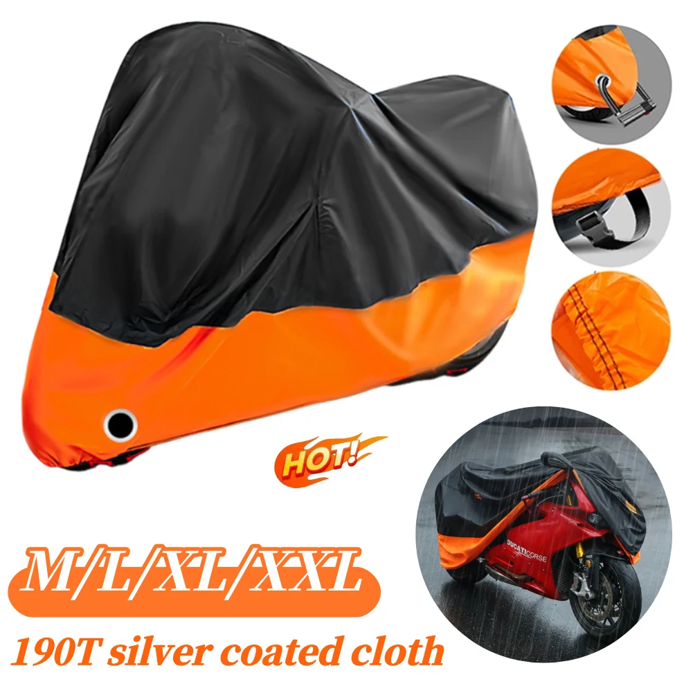 

Thick 190T Moto Rain Cover Waterproof Dustproof UV Protective Cover Coat Wear-Resistant Fabric Motorbike Cover for All Season