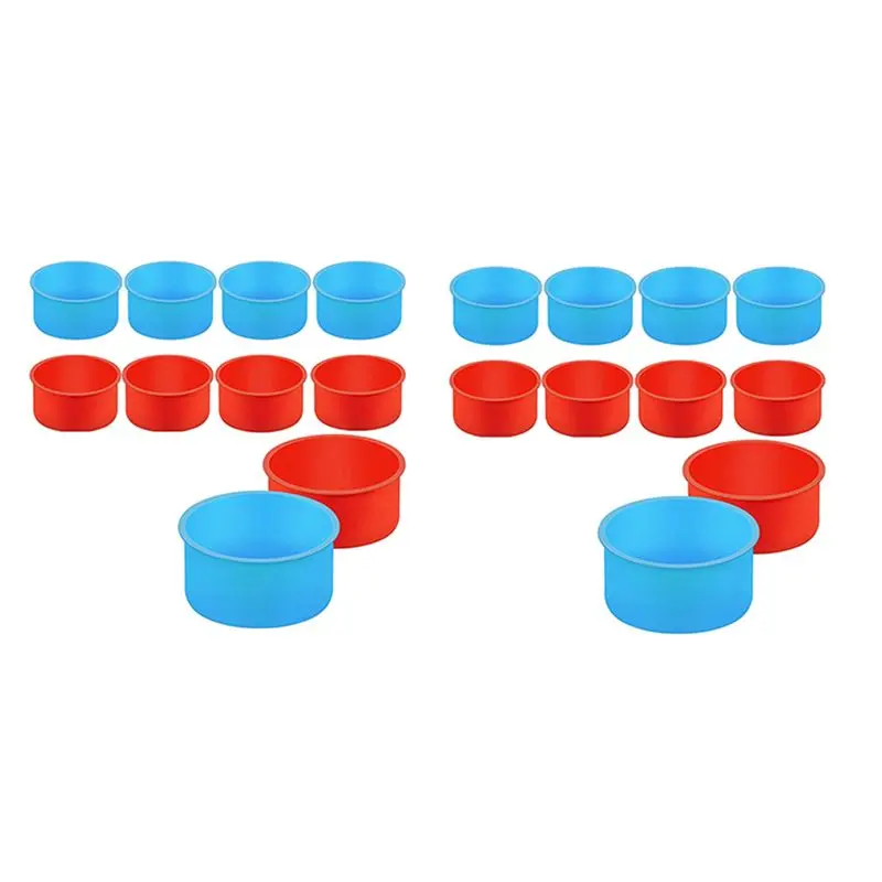 ABSS-20 Pieces Silicone Cake Mold Valentine's Day Round Baking Pan 4 Inch Baking Mold Kitchen Silicone Bakeware Pan Red, Blue