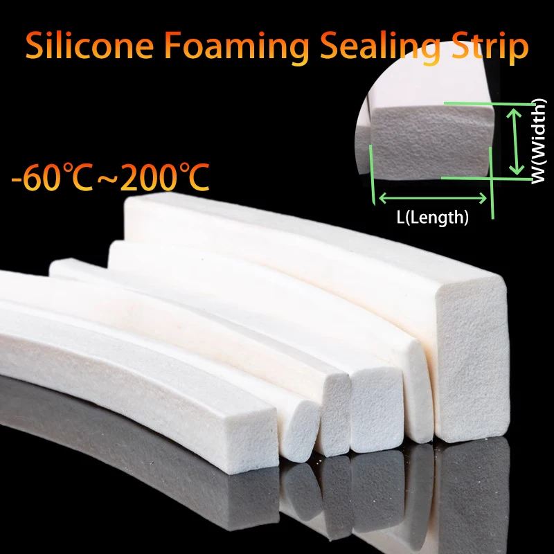Silicone Foaming Sealing Strip White Square Trim Seal Silicon Rubber Silicone Sponge Strips Doors Windows Gasket Trim Seal