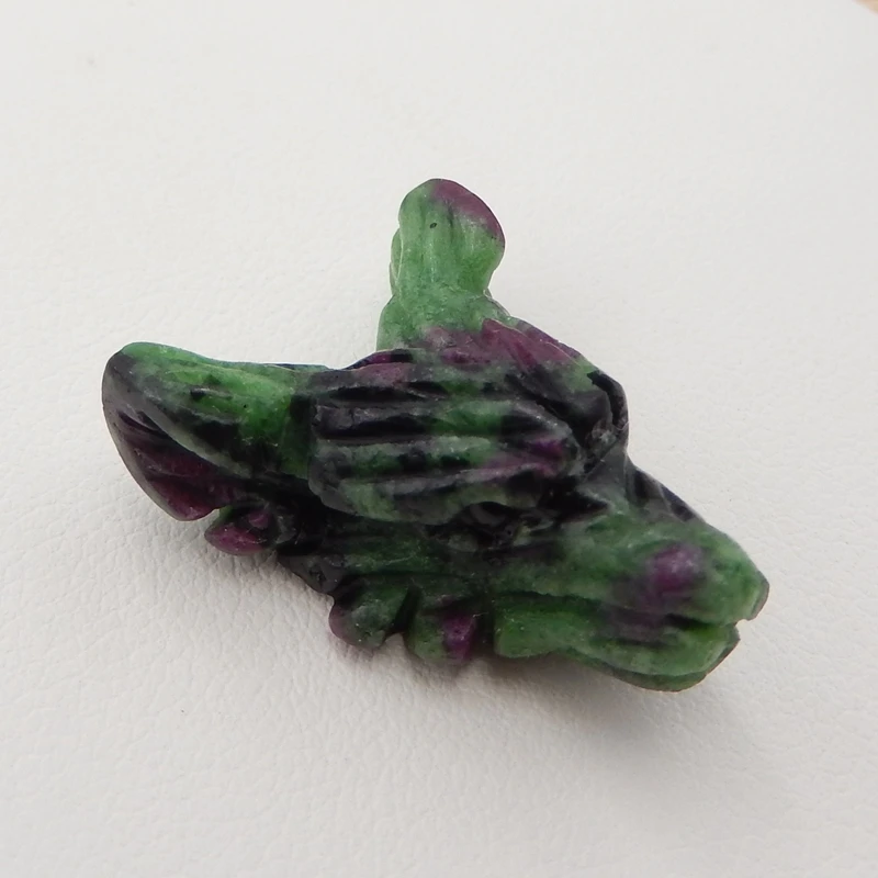 

Gemstone Design Handmade Jewelry Carved Ruby And Zoisite Wolf Head fashion Pendant 24x18x10mm5.5g