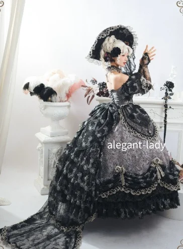 Custom Lolita Ball Gowns Gothic Medieval Victorian Evening Gowns Bow and Ruffled Lace Trim Special Occasion Dresses Glamorous