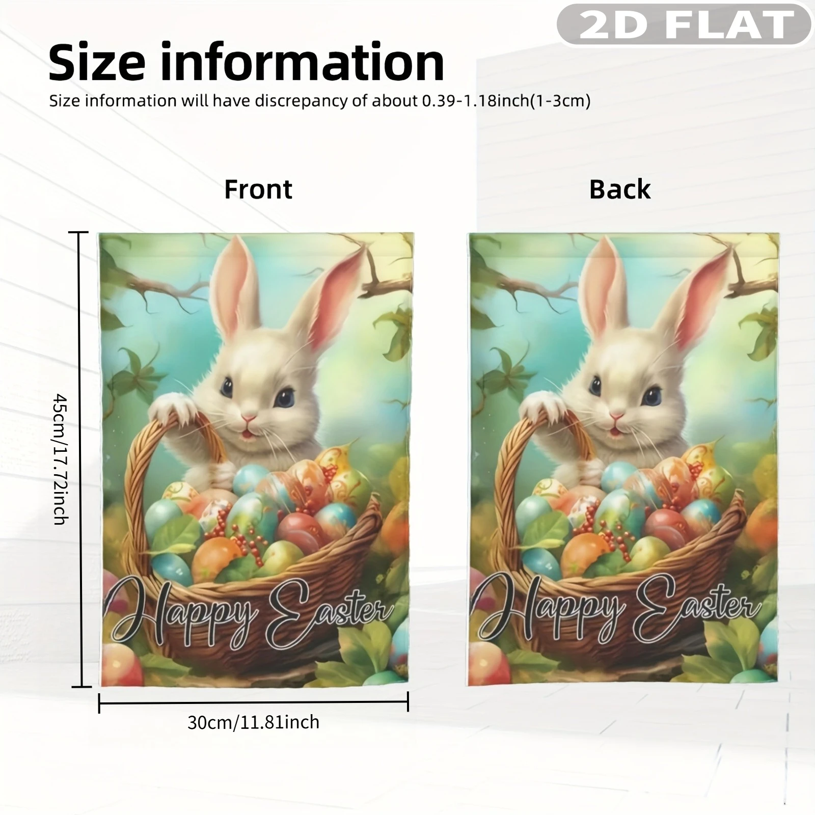 2D FLAT 1pc Easter Bunny Polyester Garden Flag 30x45cm/11.81x17.72inch 70x100cm/27.56x39.37inch Double-Sided Festive Design