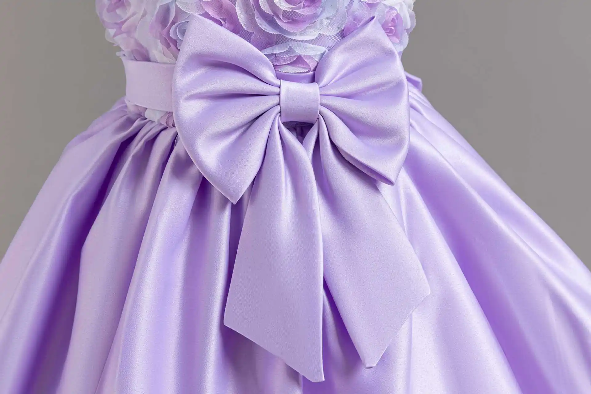 HETISO Flower Girls Party Dress Purple Lace Princess Birthday Puffy Frocks Gown Baby Child Tutu Dresses for Wedding Ceremony 1-6
