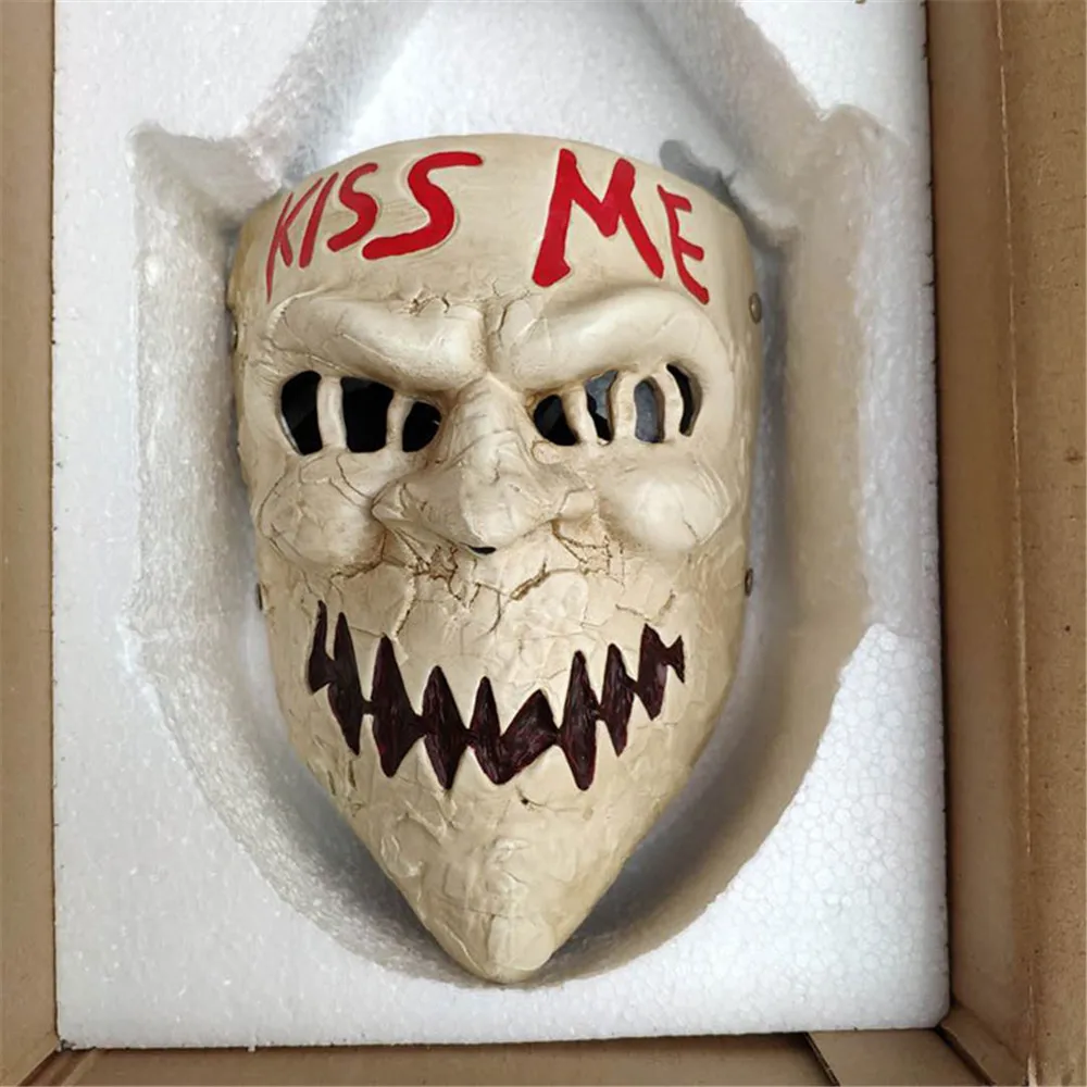 

Маска из смолы «Поцелуй меня» по мотивам фильма ужасов «Чистка», реквизит для косплея на Хэллоуин, украшение для дома с привидениями, коллекционный предмет