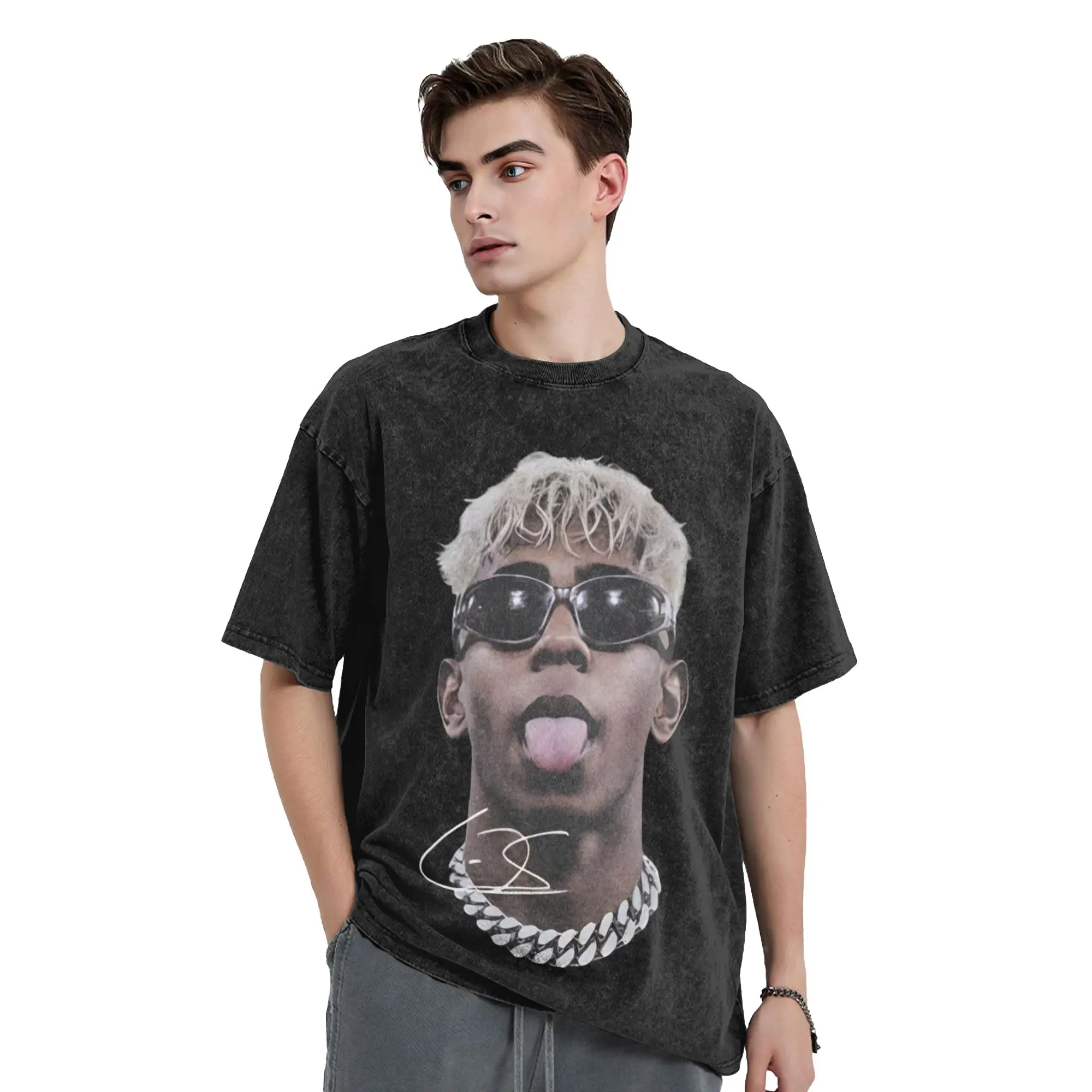 Lamine Y-Yamal T Shirt Hip Hop Washed Short Sleeve T-Shirts Football Soccer Novelty Men Women Tops Streetwear Printed Tee Shirt