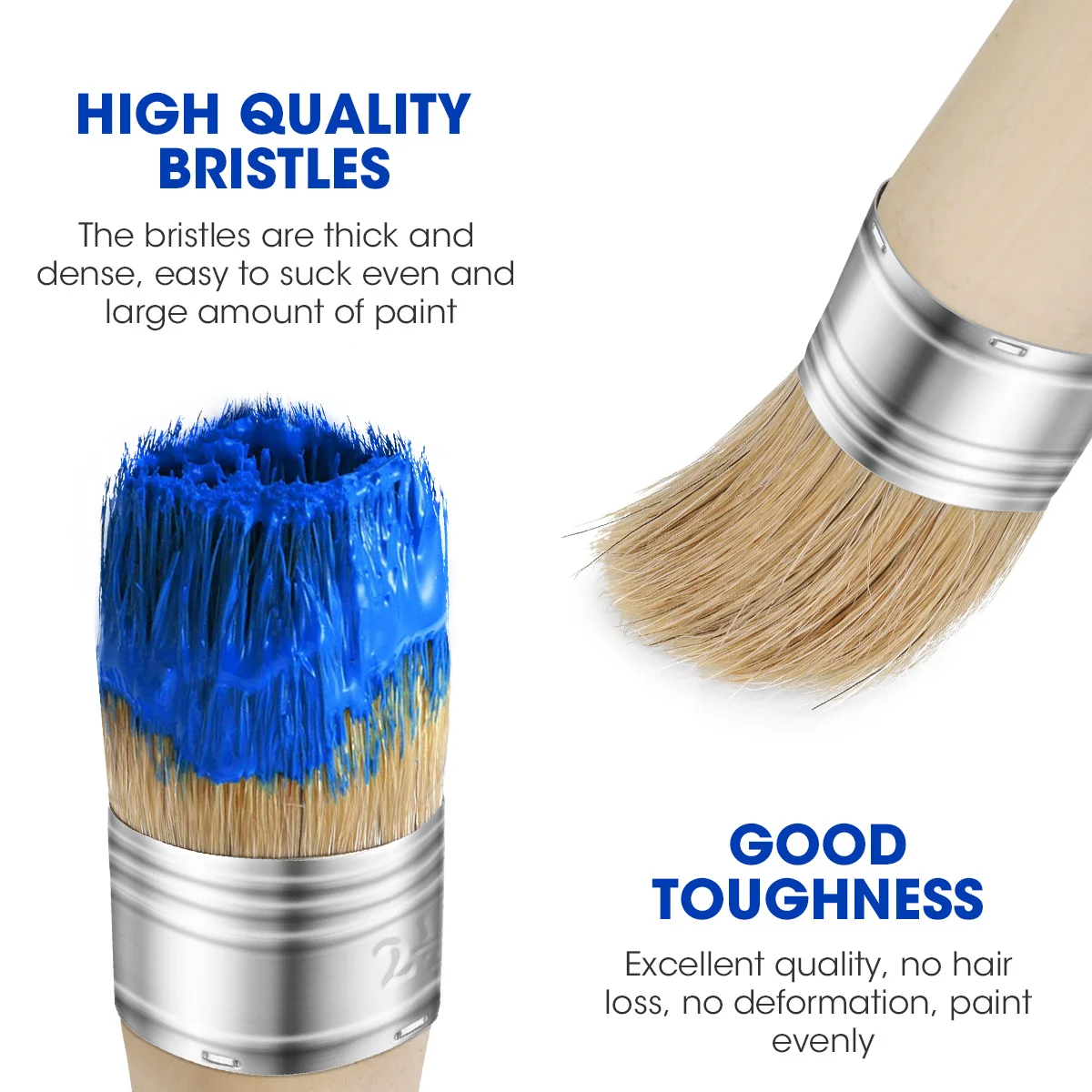 

40mm Round Head Wax Brush Natural Bristles Ergonomic Handle Furniture Restoration Painting Wood Finish Wax Brush