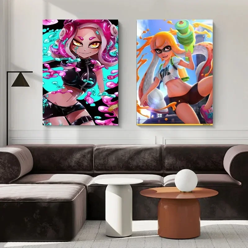 Video Game S-Splatoon 3 Poster Cartoon Character Canvas Painting Prints Wall Art Picture Bedroom Living Room Home Decor Mural