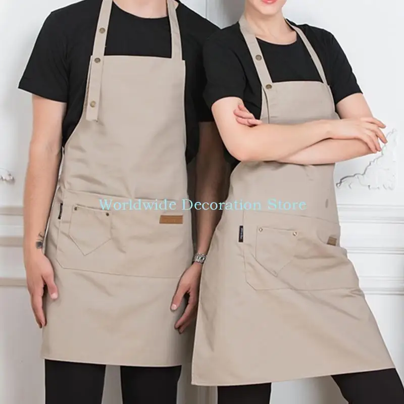 Q39B Canvas Kitchen Apron Woman Men Chef Work Apron New Fashion Aprons for Home Kitchen Grill Restaurant Bar Shop Cafes Beauty