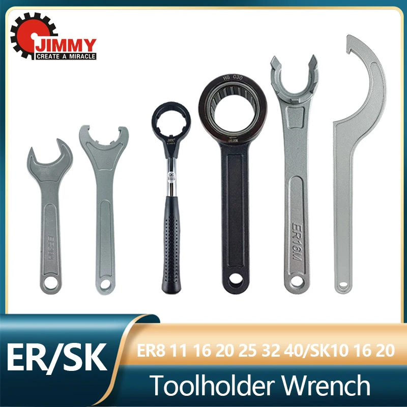 

JIMMY ER Wrench ER8 ER11 ER16 ER20 ER25 ER32 ER40 A M UM C Type ER Spring Collet Chuck SK Special Wrench CNC Machining Center