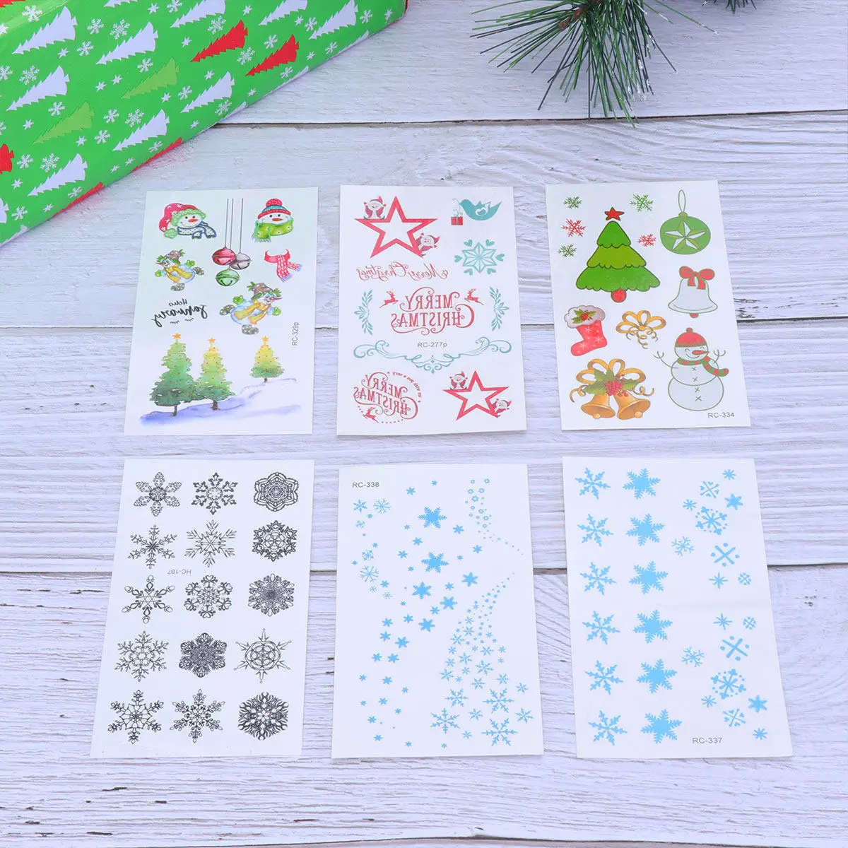

20 Sheets Waterproof Stickers Xmas Trees Christmas Party Body Pastes Temporary Face Arm Leg Tattoo Stickers Long Lasting Easy