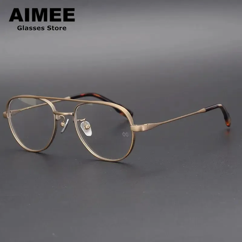 

Japanese Handmade Pilot Design Ultralight Eyewear Men Titanium Glasses Frame Women Vintage Square Prescription Eyeglasses Gafas