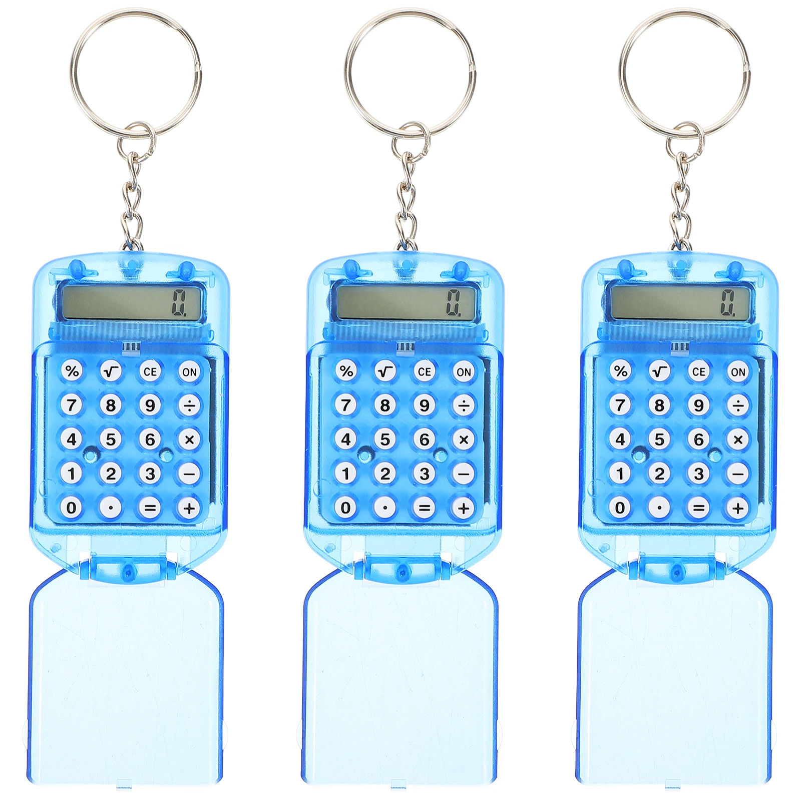 

3 Pcs Mini Calculator Transparent Cartoon Keychain Cute Aesthetic Solar Powered Pocket Calculators Student Supplies Durable