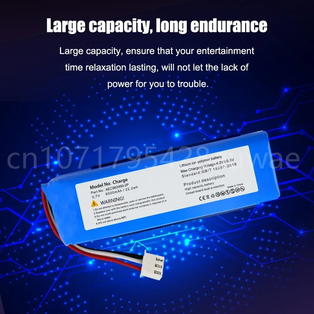 AEC982999-2P 3.7V 6000mAh Rechargeable Lithium Battery for JBL Charge 1 Charge1 Wireless Bluetooth Speaker Batteries