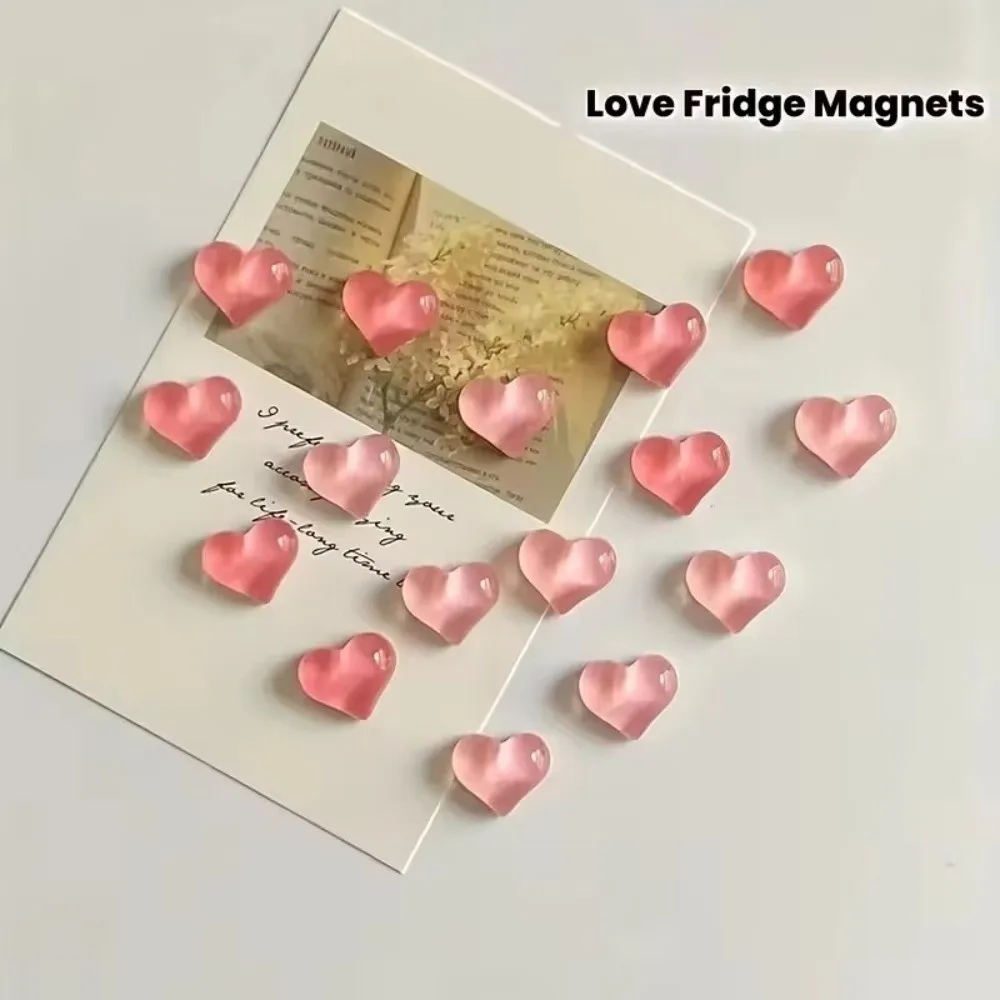 

10pcs Pink Love Fridge Magnets Heart-shaped Valentine's Day Decoration 3D Refrigerator Stickers Festival Gifts