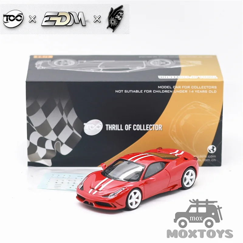TOC X EDM X AHandofGod 1:64 458 Rosso Corsa White Stripe Limited500 Diecast Model Car