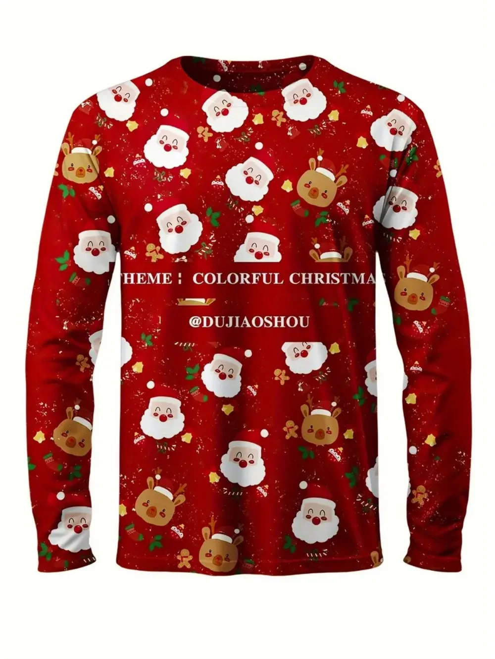 جديد سانتا كلوز التزلج الرجال كم طويل تي شيرت الاتجاه الشارع ملابس للرجال مضحك المحملة الربيع والخريف الرجال عادية #3