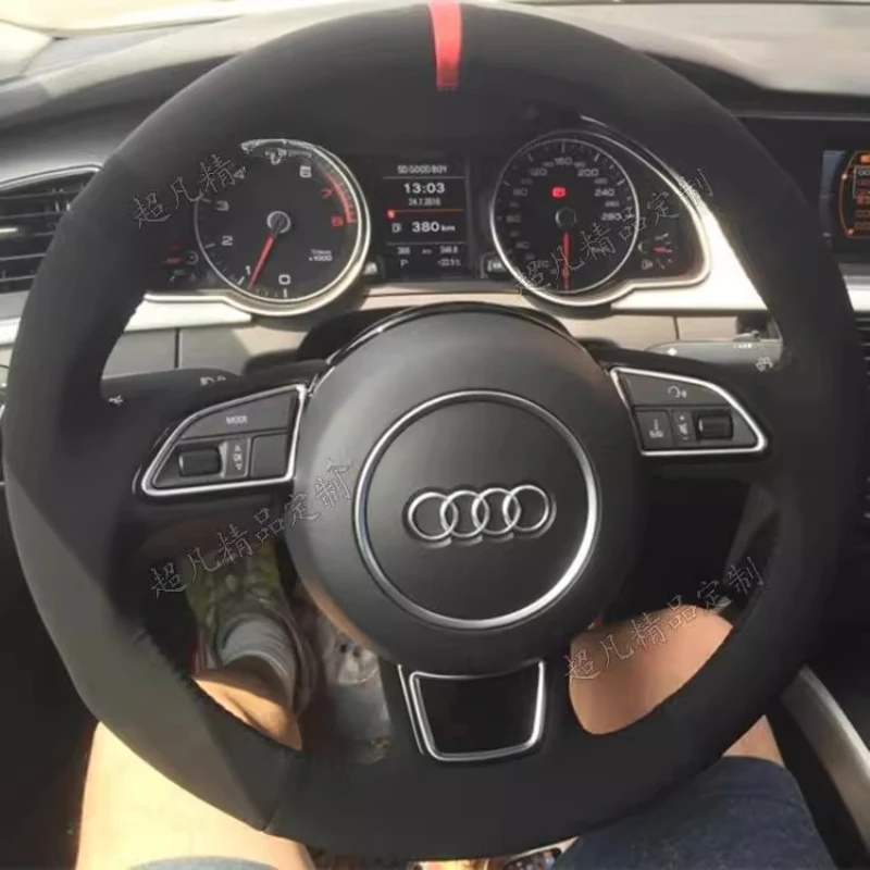 

Для Audi A1 8X A3 8V Sportback A4 B8 Avant A5 8T A6 C7 A7 G8 A8 D4 Q3 8U Сшитый вручную черный замшевый чехол на руль автомобиля