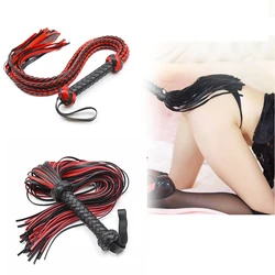 Fetish PU Leather Whip Flogger Handle Spanking Paddle Knout Flirt BDSM Adult Game Erotic Sex Toys for Women Couples