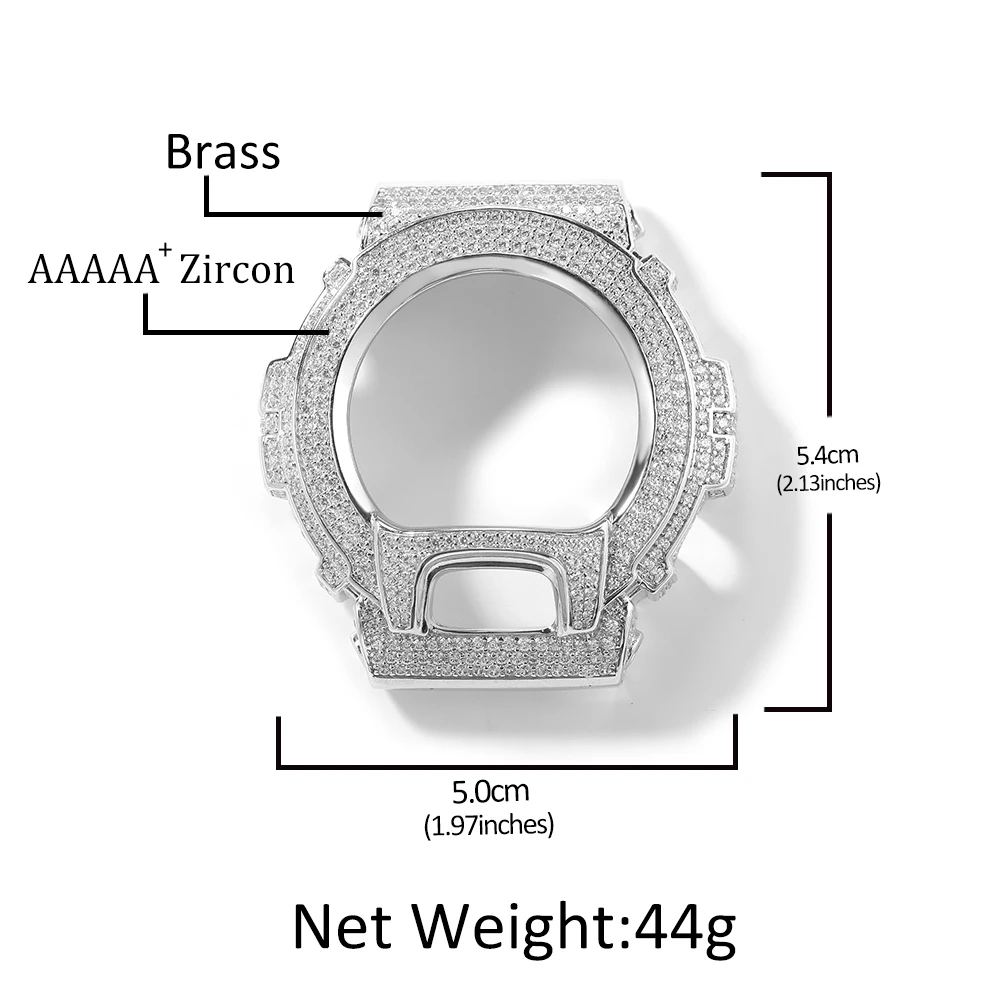 UWIN Iced Out Pave Setting Moissanite/CZ Stones Wrist Watch Case Cover For DW-6900 Replacement Watch Case Hip Hop Accessories