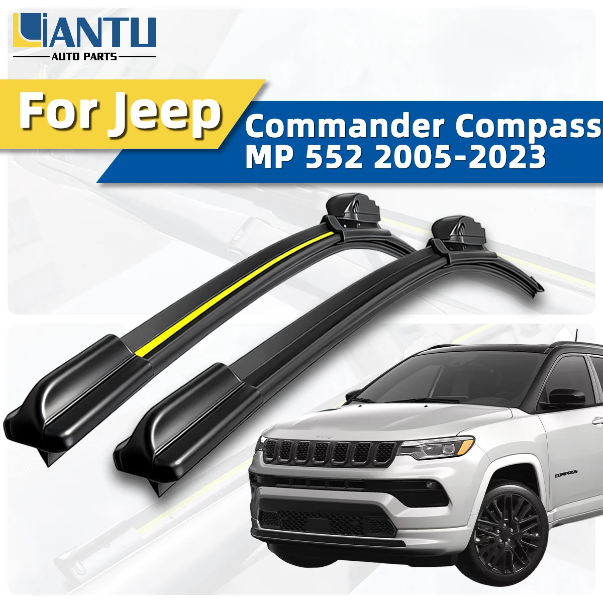 2pcs Front Windshield Wiper Fit For Jeep Commander Compass MP 552 2005-2023 Car Wipers Blade Premium Accessorie Quiet Operation