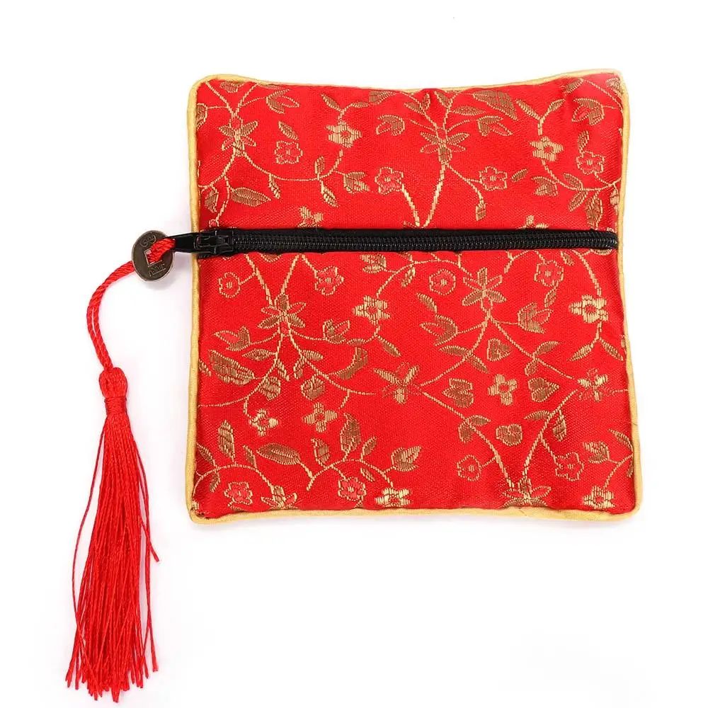 Plate Jewelry Floral Quartet Zipper Fabric Brocade Beads Tips Bag Handbags Jewelery Bag Wallet
