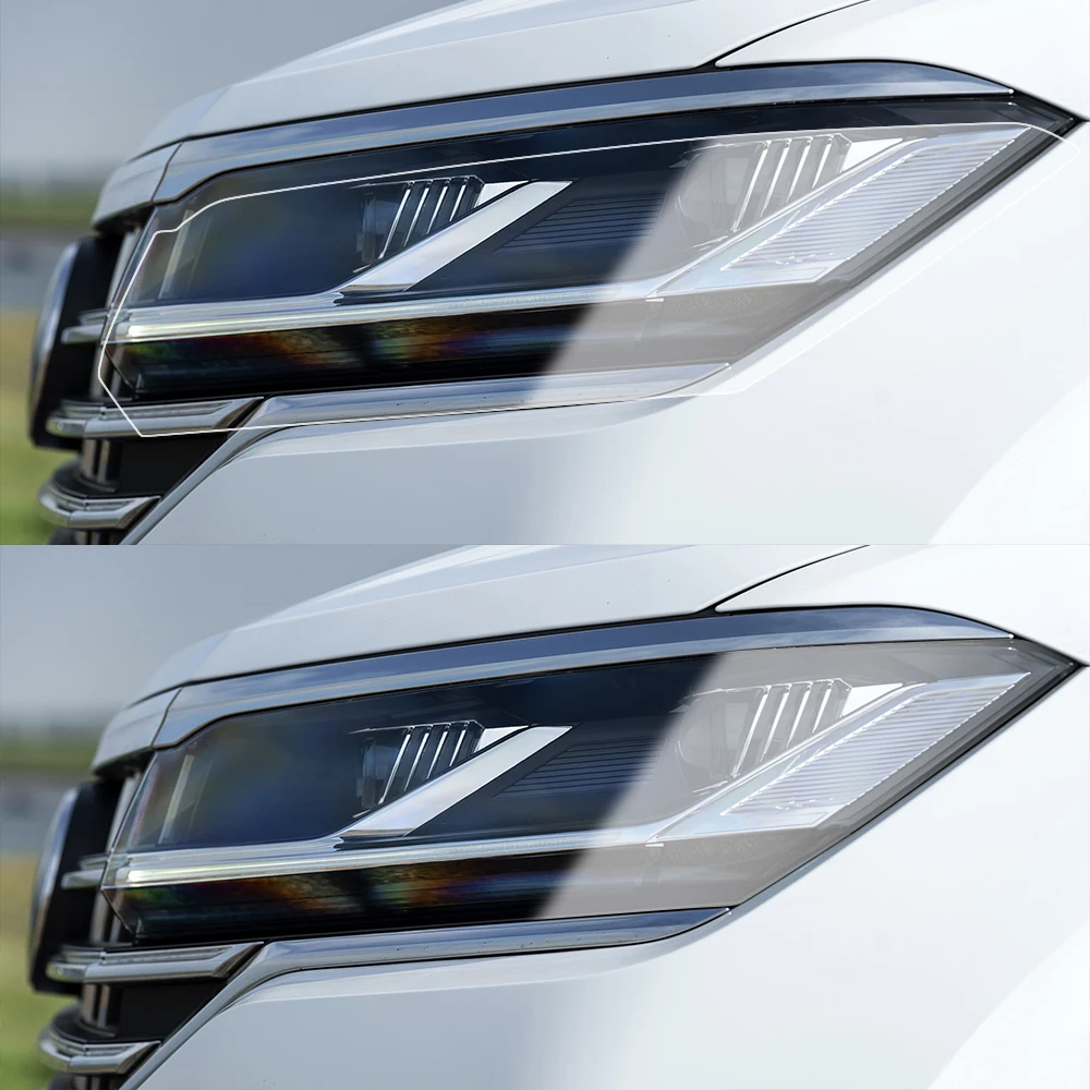 For Volkswagen Touareg 7P CR R-line Car Headlight Protective Film Smoke Black Pre Cut Anti-Scratch High-Gloss Vinyl Wrap Film