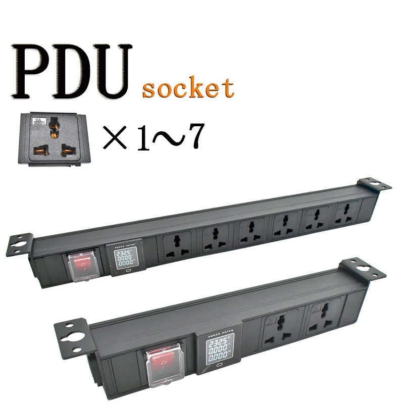 IEC-C14 port PDU power strip 1-7 AC 10A Universal output socket Network Cabinet Rack double break switch wireless with ammeter