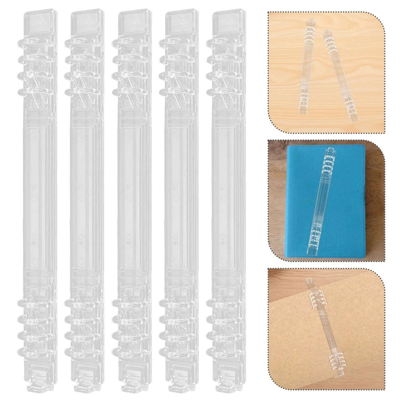 A5 Binder Rings 10pcs Clear Spiral Coil Binding Combs for Loose-Leaf Notebooks – 8mm Spine, Easy Open-Close
