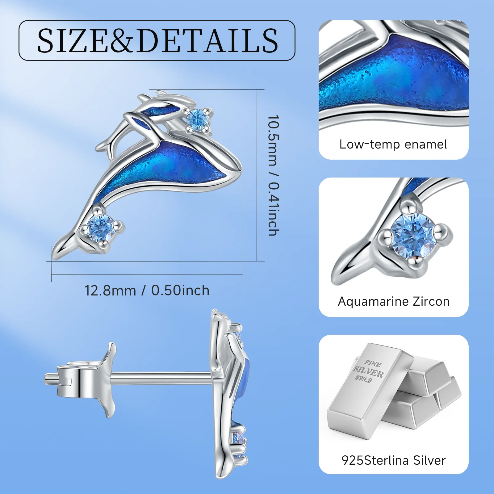 925 Sterling Silver Ocean Whale Mother and Child Cute Animal Stud Earrings Jewelry Birthday Christmas Gifts for Women Teen Girls