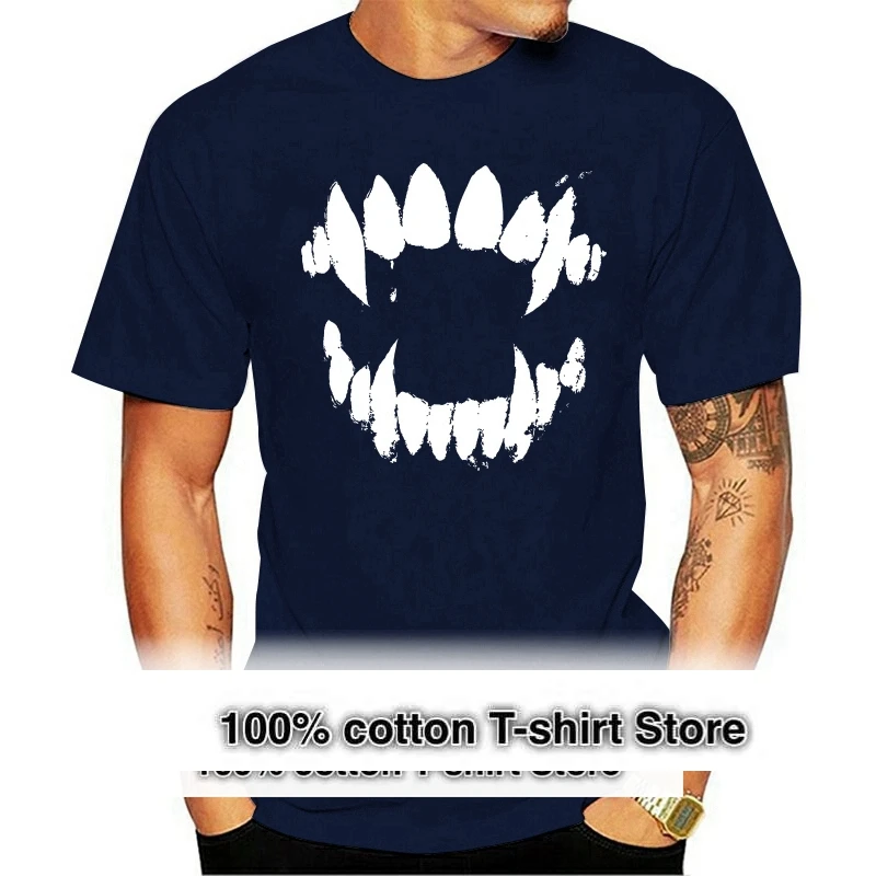 New High Quality Tee Shirt Jaws Halloween T Shirt Top Shark Teeth Fangs Party Costume Cool  Summer T-shirt