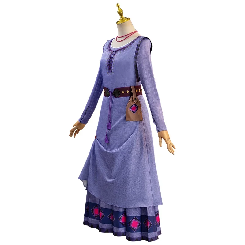 Wish Asha-vestidos de Cosplay para niñas y mujeres, vestido de noche morado de princesa, peluca, accesorios de disfraz para fiesta de cumpleaños y Navidad 2023