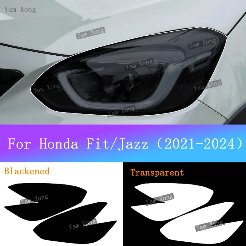 

Car Exterior Headlight Light Black Anti-Scratch Film For Honda Jazz Fit GK5 2021-2024 Front Lamp TPU Transparent Protective Film
