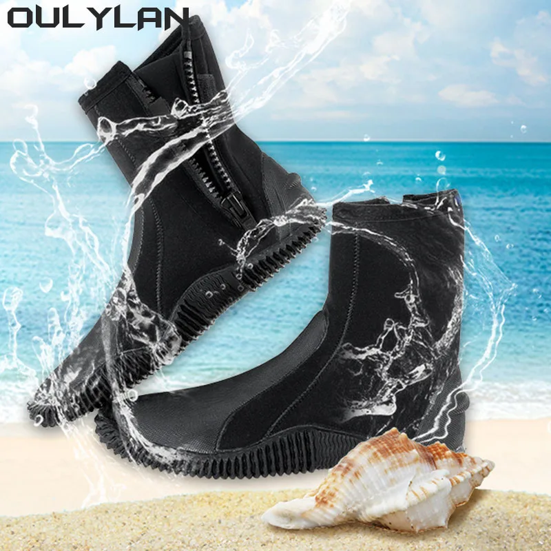 Oulylan 5MM Neoprene Dive Boots Surf Scuba Diving Swimming Shoes Windsurf Underwater Fishing Equipment Beach Shoes Snorkeling