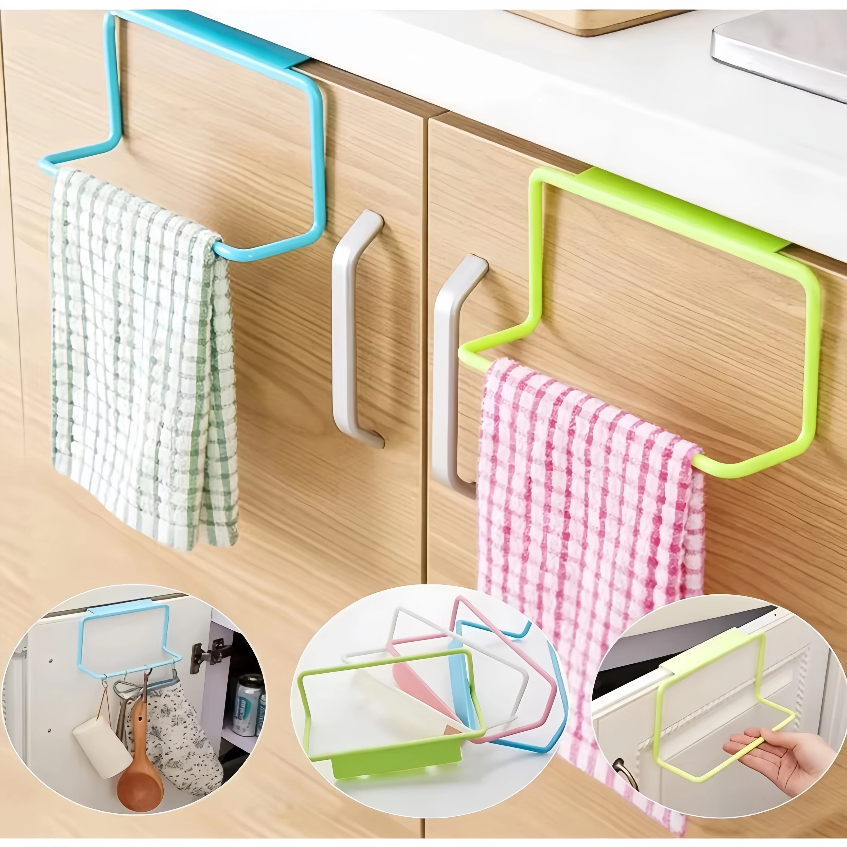 1pcs Plastic Hanger Towel Rack Cabinet Door Rag Hanger Towel Bar Multi-purpose Cabinet Storage Rack for Home Storage