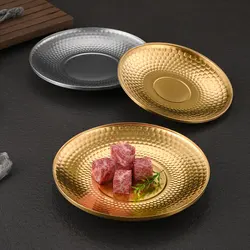 Hammer 304 stainless steel disc Commercial barbecue shop Golden shallow plate Snack dessert cake plate