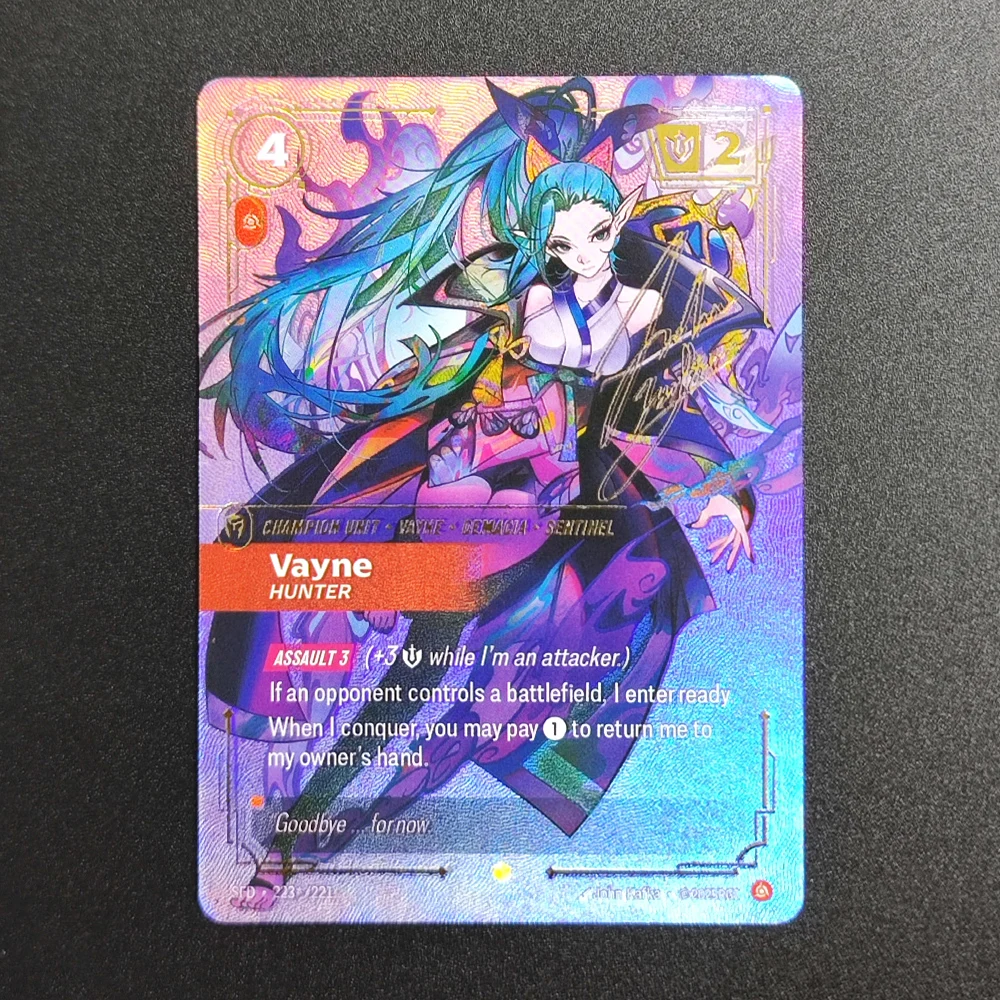 

Коллекционные карточки Proxy TCG Runes Battlefield: Vayne Hunter-223-221, высочайшее качество, для настольных игр, коллекционные карточки, игрушки