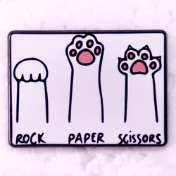 Rock Paper Scissors Kitty Paw Badge Enamel Pin Brooch Gift for Cat Lovers