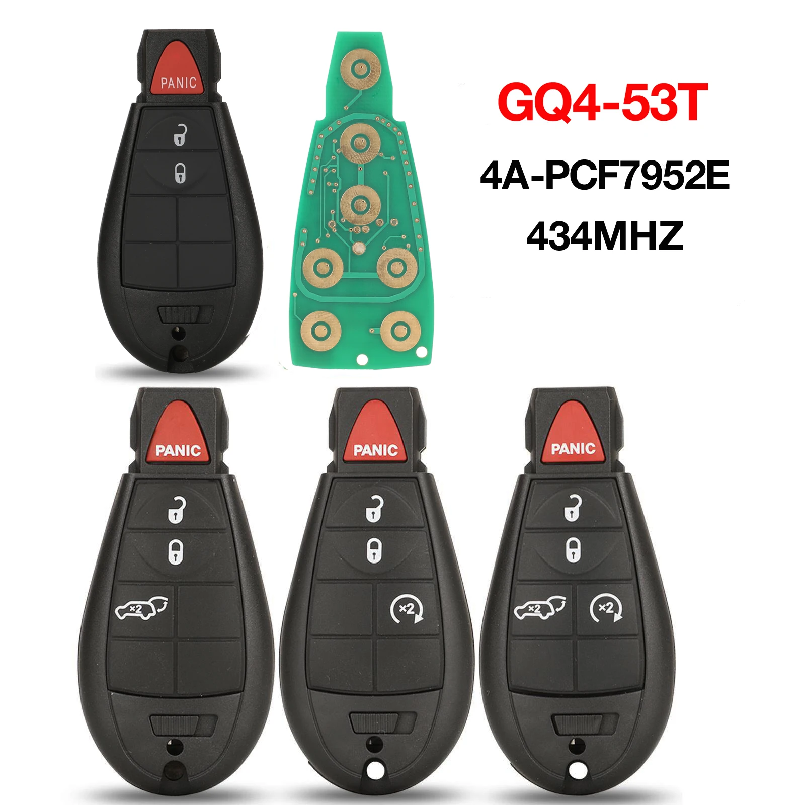 

jingyuqin 3/4/5 BTN GQ4-53T 434MHz 4A Chip Remote Control Car Key For Dodge RAM Jeep Cherokee Sport KL Chrysler town & Country