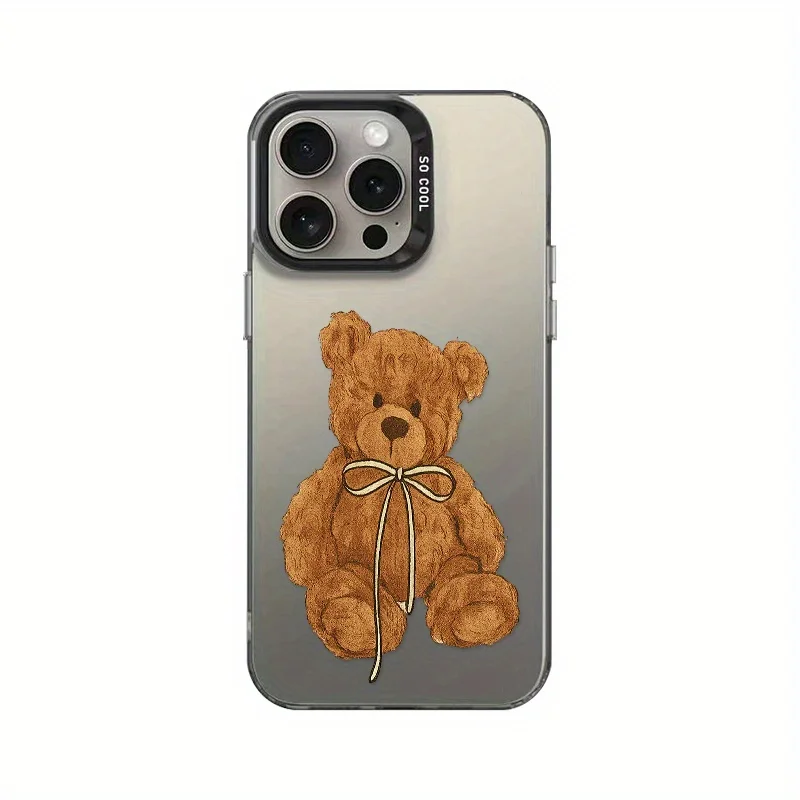 

Cute bear pattern phone case for iPhone 17 16 15 14 13 12 11 Pro/ Max/Plus shock-proof rear cover anti-fingerprint