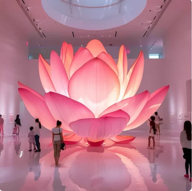 Large lotus luminous landscape decoration clock in shopping malls