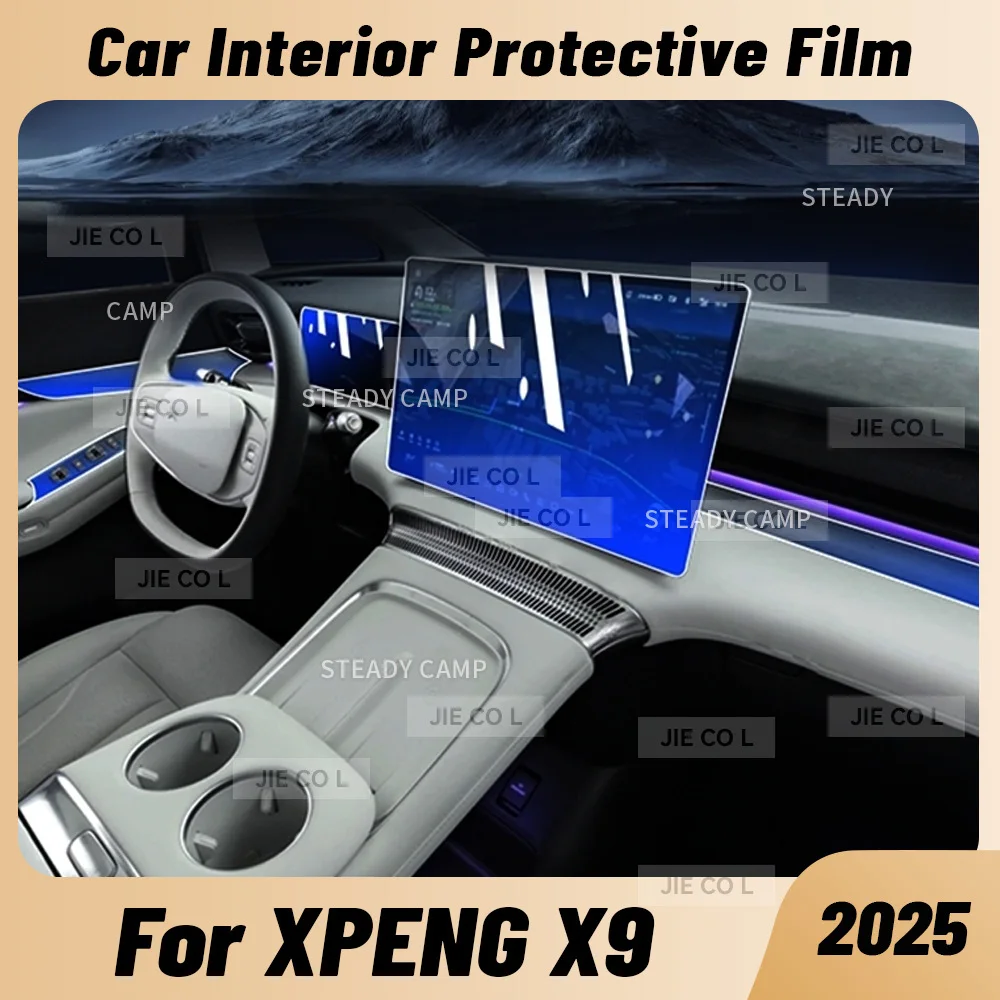 Car Interior Anti-scratch Transparent TPU Center Console Media Dashboard Navigation Protector Film For XPENG X9 2025 Sticker