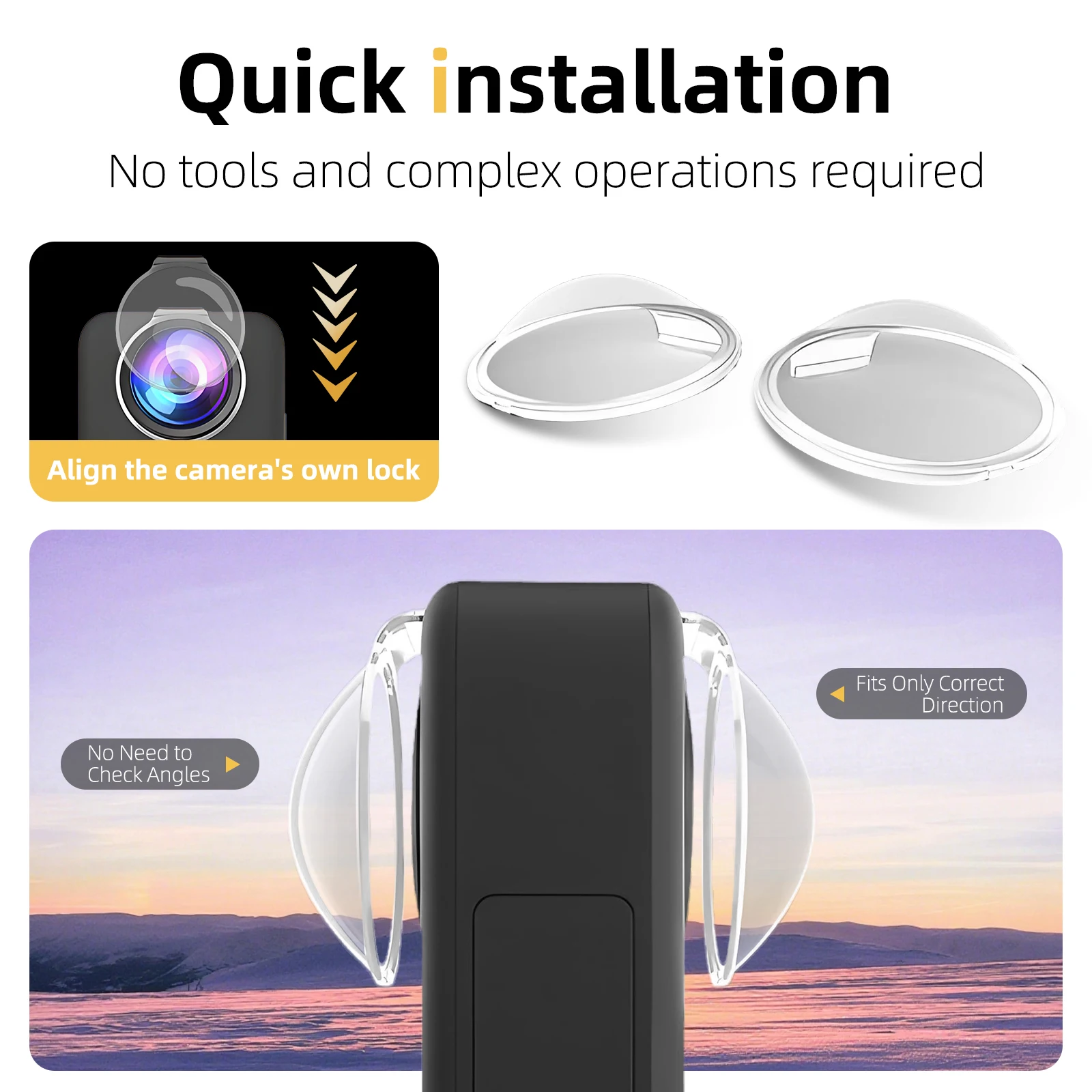 Protection d'objectif pour DJI Osmo 360, protecteur d'objectif en matériau PC haute transparence pour caméra DJI Osmo 360, accessoires anti-rayures