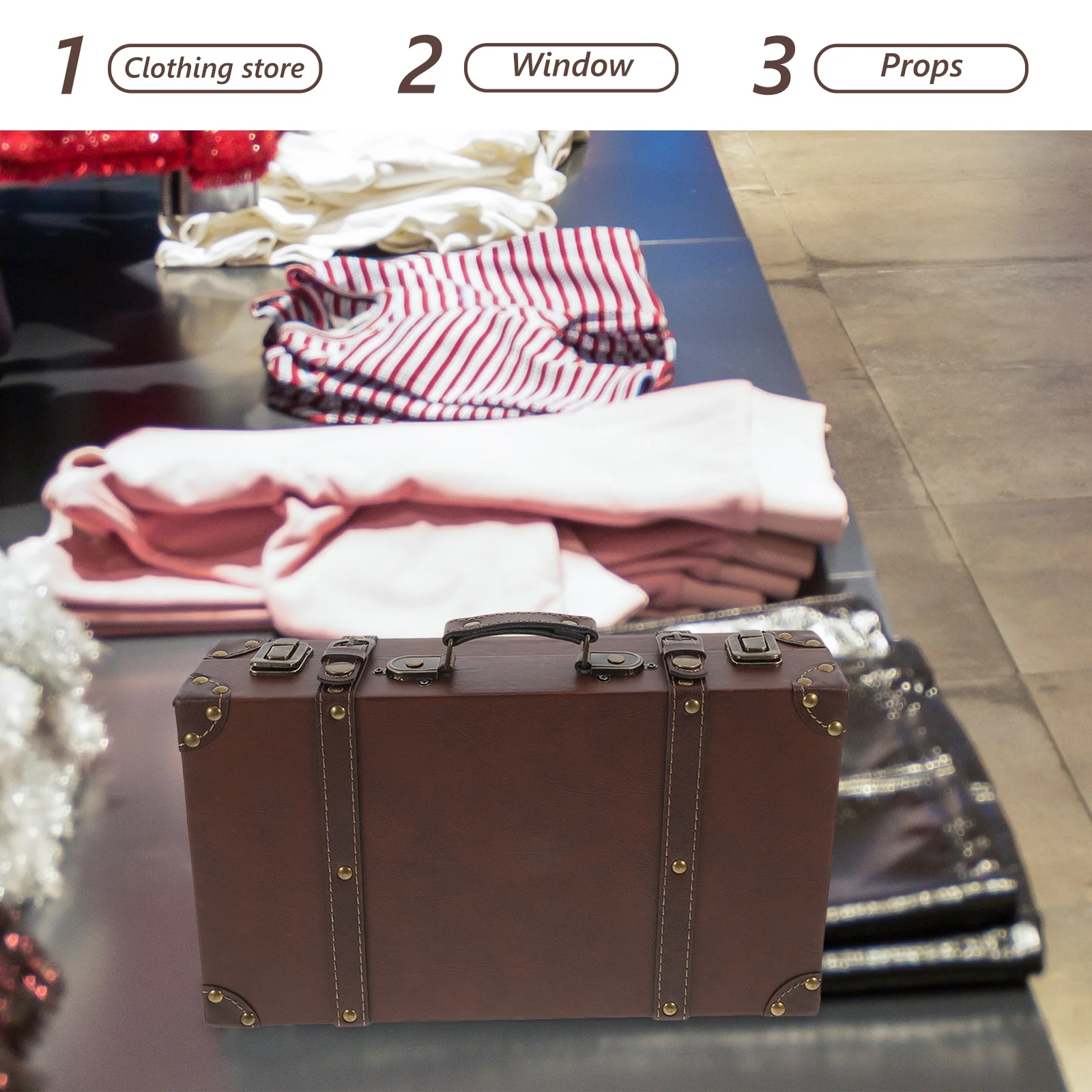 

Classic British Style Vintage Suitcase Large Capacity Decorative Luggage for Shop Display Home Storage Travel Decor