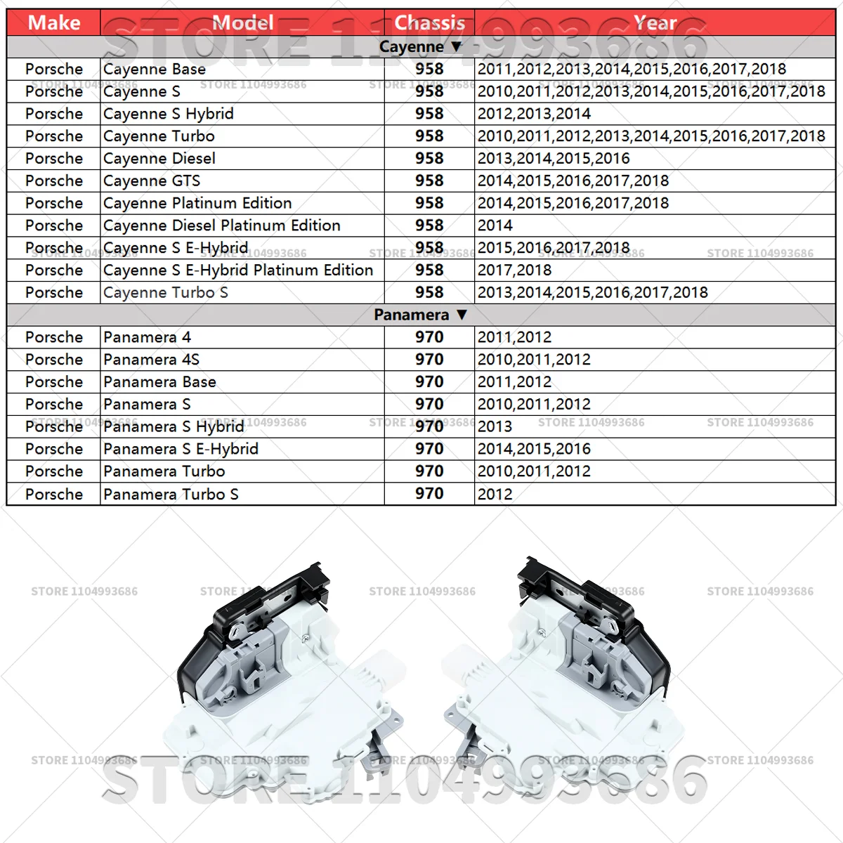 For 2011-2018 Porsche Cayenne (958) 2010-2016 Panamera (970) Door Lock Actuator OEM 8K0839015 8K0839016 9A783911500 9A783911600