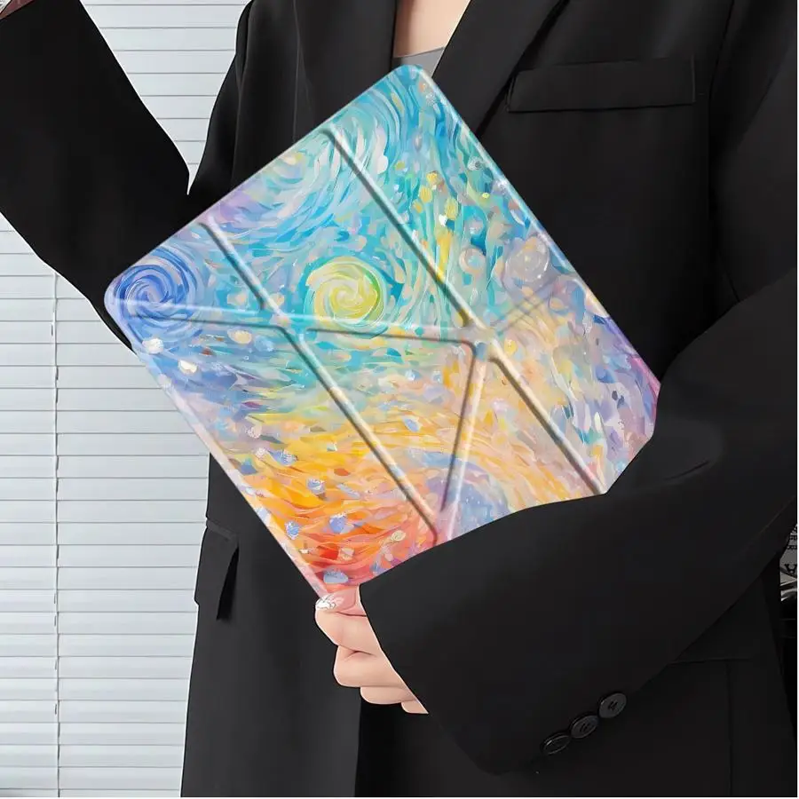 Color Art Pattern Holder Cover Tablet Case For iPad Air 4 5 M3 M2 M4 11inch Pro 11th 10th 9th 8th 7th 12.9inch Pro 2025 Mini 6 7