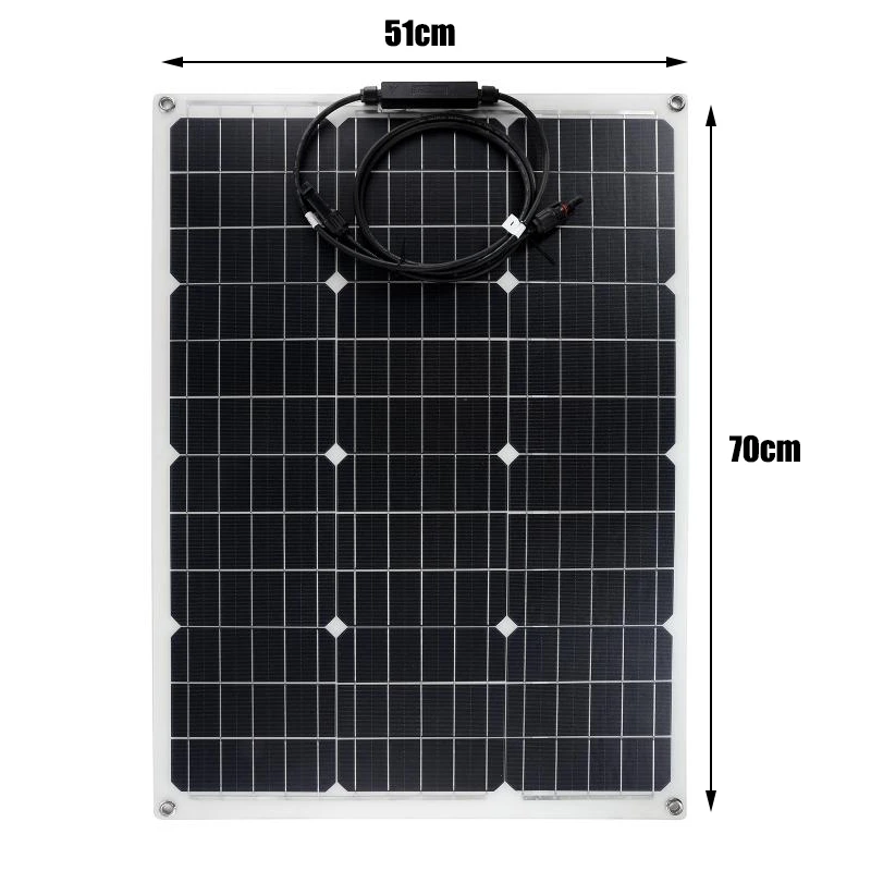 Imagem -03 - Painel Solar Monocristalino Semi-flexível 150w 300w 18v Célula Solar Cabo Faça Você Mesmo à Prova Dágua Ambiente Externo Carro rv Sistema de Energia Recarregável