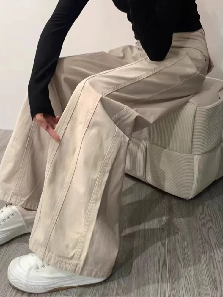 

Джинсы женские с высокой талией, свободного кроя, прямые, из денима, больших размеров, для фигуры типа «груша», утягивающие, широкие, в пол