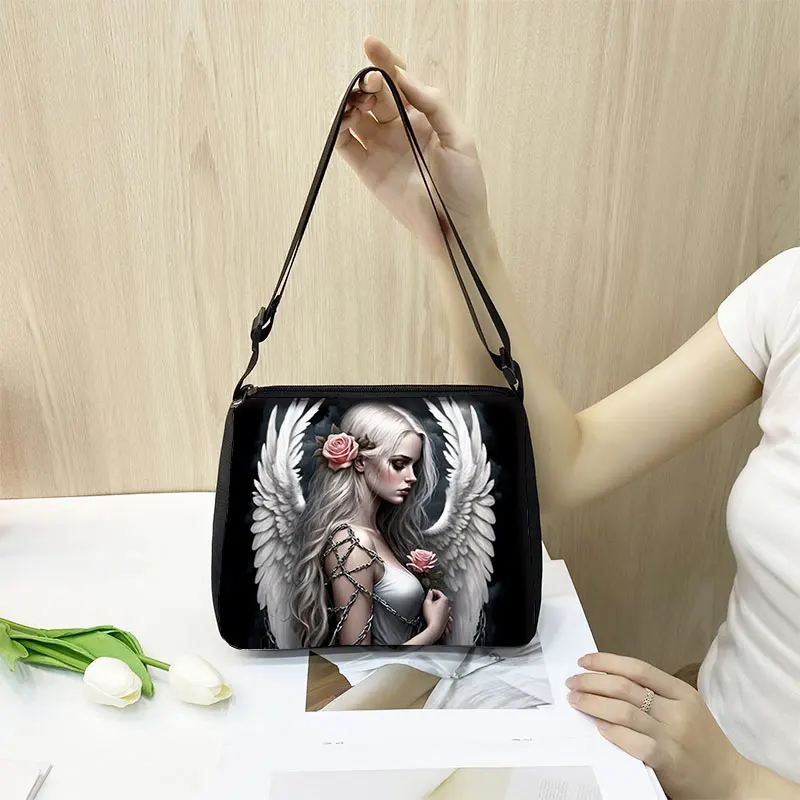 Sad Fallen Angel Wing Pattern Shoulder Bag Gothic Skull Girl Women Handbag Large Capacity Bags for Ladies Casual Messenger Bag