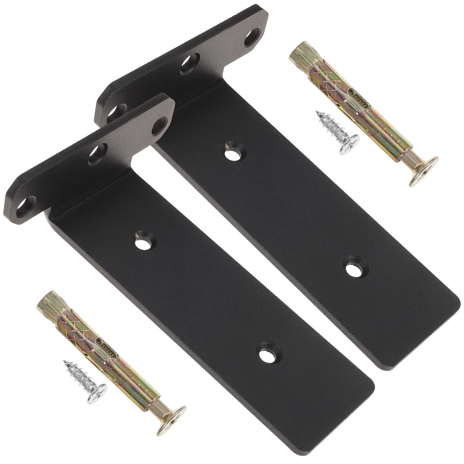 

2Pcs Wall Shelf Brackets Black Steel Floating Shelf Supports Heavy Duty Angled Holders for DIY Custom Shelving Kitchen Bathroom