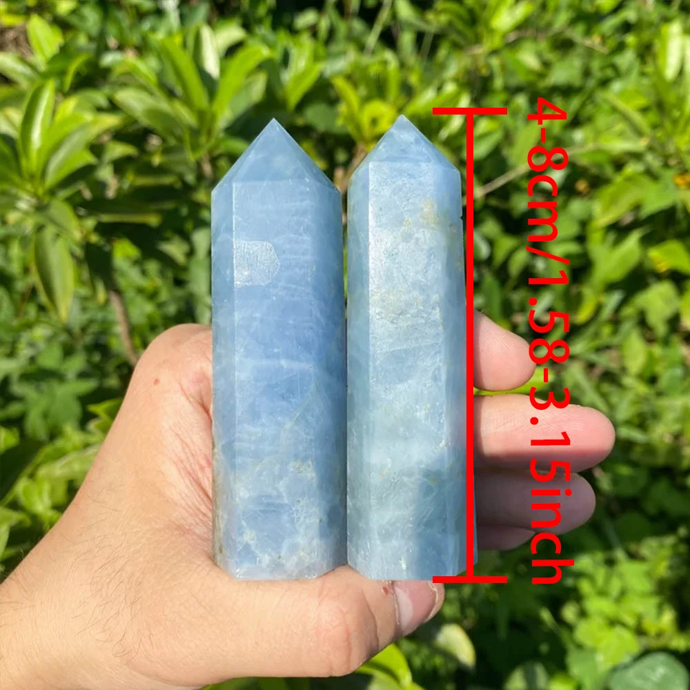 Natural Celestine Column Blue Delicate Celestite Hexagonal Obelisk 40-80mm Wand stone Home Decoration Crafts Gift